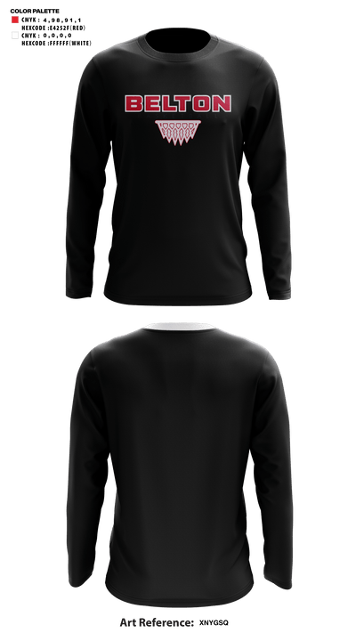 Belton High School Basketball 90350512 Long Sleeve Shooting Shirt - 62