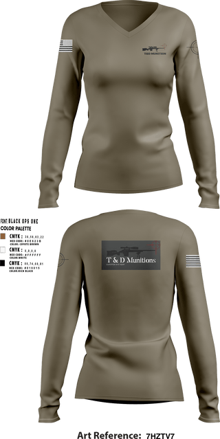 Womens Long Sleeve Vneck Shirt, T&D Munitions, , Teamtime, Team time, sublimation, custom sports apparel, team uniforms, spirit wear, spiritwear, sports uniforms, custom shirts, team store, custom team store, fundraiser sports, apparel fundraiser