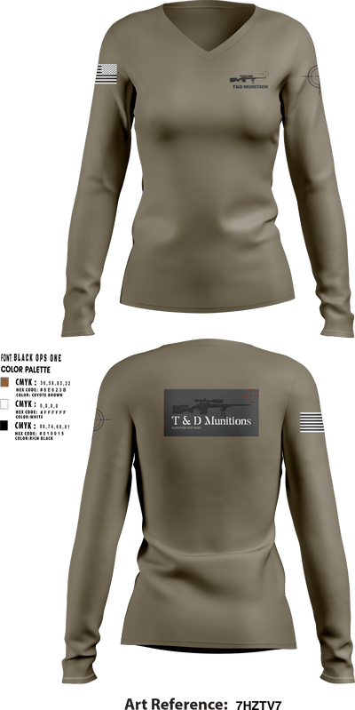 T&D Munitions 93716170 Women's Long Sleeve V-neck Shirt - 2