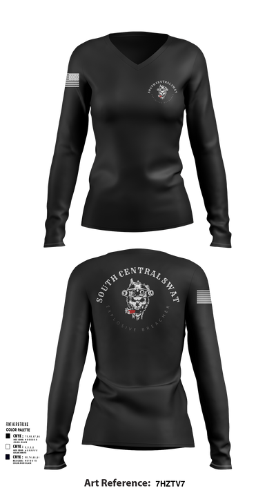 SCR SWAT 20912043 Women's Long Sleeve V-neck Shirt - 103