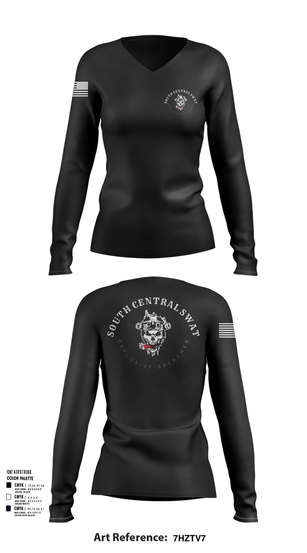 Womens Long Sleeve Vneck Shirt, SCR SWAT, , Teamtime, Team time, sublimation, custom sports apparel, team uniforms, spirit wear, spiritwear, sports uniforms, custom shirts, team store, custom team store, fundraiser sports, apparel fundraiser