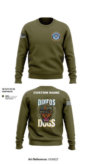 Crew Neck Sweatshirt, DINFOS, Army, Teamtime, Team time, sublimation, custom sports apparel, team uniforms, spirit wear, spiritwear, sports uniforms, custom shirts, team store, custom team store, fundraiser sports, apparel fundraiser