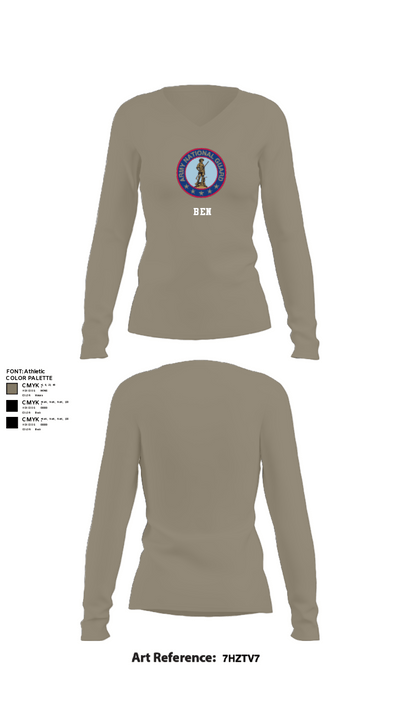 Ben 95091328 Women's Long Sleeve V-neck Shirt - 59