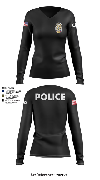 Womens Long Sleeve Vneck Shirt, Carrollton Police Department, Police, Teamtime, Team time, sublimation, custom sports apparel, team uniforms, spirit wear, spiritwear, sports uniforms, custom shirts, team store, custom team store, fundraiser sports, apparel fundraiser