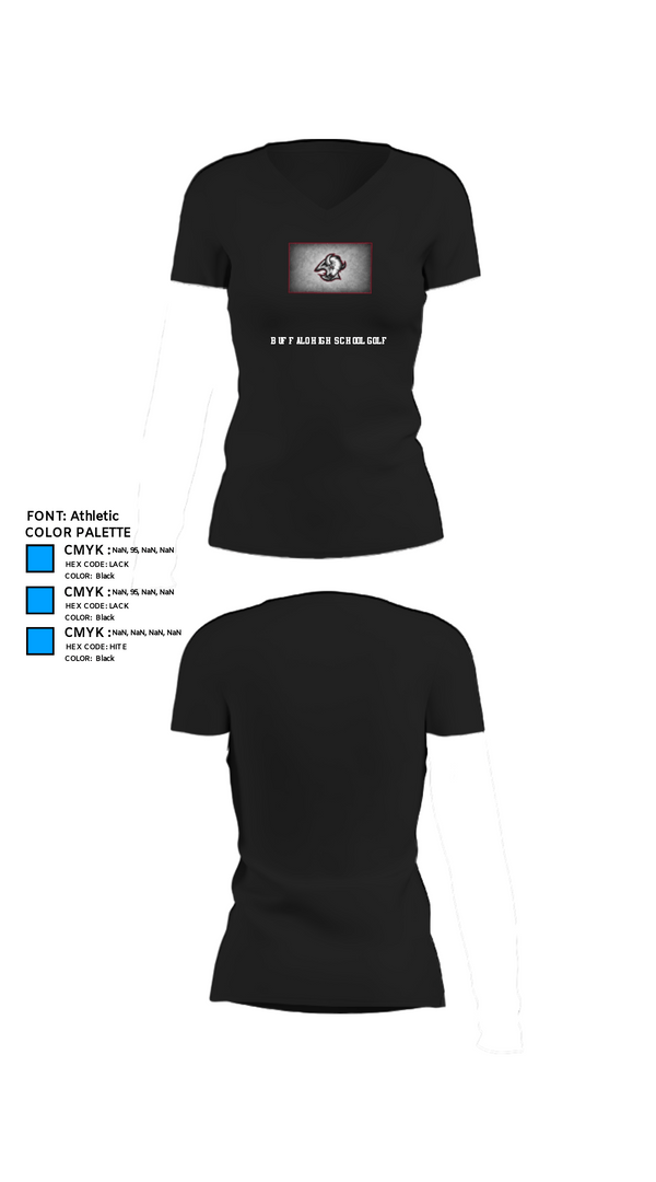 Womens Short Sleeve Vneck Shirt, Buffalo High School Golf, Golf, Teamtime, Team time, sublimation, custom sports apparel, team uniforms, spirit wear, spiritwear, sports uniforms, custom shirts, team store, custom team store, fundraiser sports, apparel fundraiser