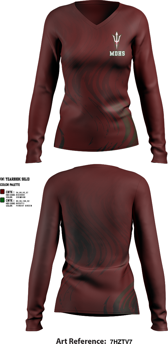 Womens Long Sleeve Vneck Shirt, Mount Diablo High School Swimming, Swimming, Teamtime, Team time, sublimation, custom sports apparel, team uniforms, spirit wear, spiritwear, sports uniforms, custom shirts, team store, custom team store, fundraiser sports, apparel fundraiser