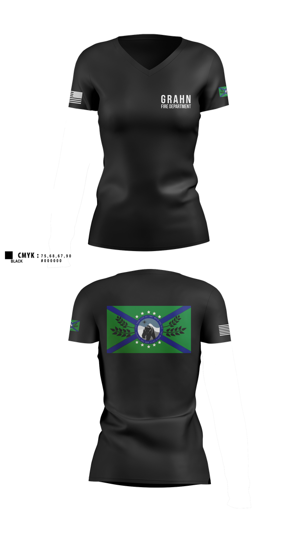 Womens Short Sleeve Vneck Shirt, Grahn Fire DepartmentAPR, Fire Department, Teamtime, Team time, sublimation, custom sports apparel, team uniforms, spirit wear, spiritwear, sports uniforms, custom shirts, team store, custom team store, fundraiser sports, apparel fundraiser