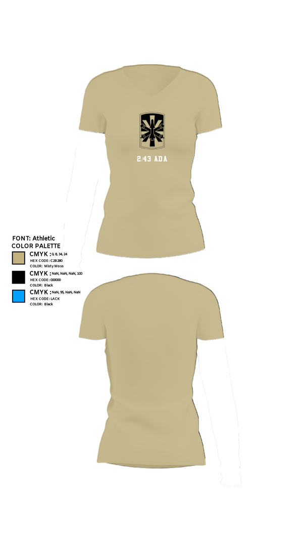 Womens Short Sleeve Vneck Shirt, 2/43 ADA, Army, Teamtime, Team time, sublimation, custom sports apparel, team uniforms, spirit wear, spiritwear, sports uniforms, custom shirts, team store, custom team store, fundraiser sports, apparel fundraiser