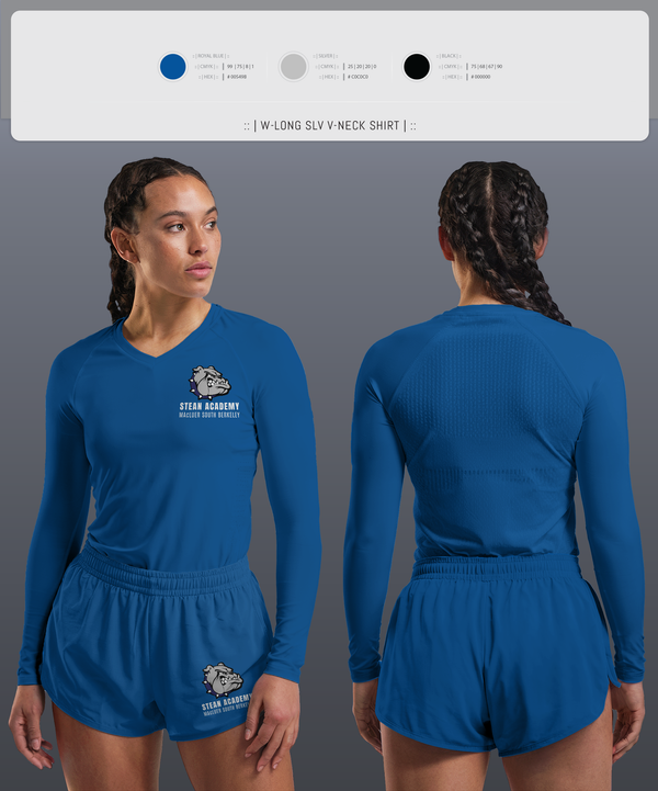 Womens Long Sleeve Vneck Shirt, Steam Academy at McCluer South Berkeley, Spirit Store, Teamtime, Team time, sublimation, custom sports apparel, team uniforms, spirit wear, spiritwear, sports uniforms, custom shirts, team store, custom team store, fundraiser sports, apparel fundraiser