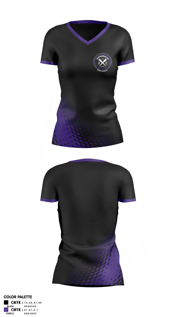 Womens Short Sleeve Vneck Shirt, Throckmorton High School Track and Field, Track & Field, Teamtime, Team time, sublimation, custom sports apparel, team uniforms, spirit wear, spiritwear, sports uniforms, custom shirts, team store, custom team store, fundraiser sports, apparel fundraiser