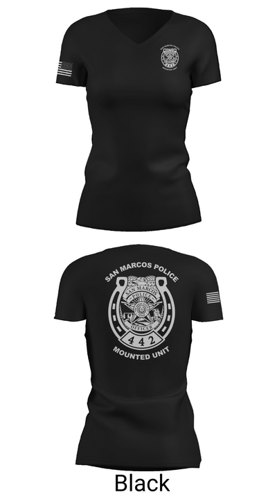 San Marcos Police Mounted Unit 48191371 Women's Short Sleeve V-neck Shirt - 27