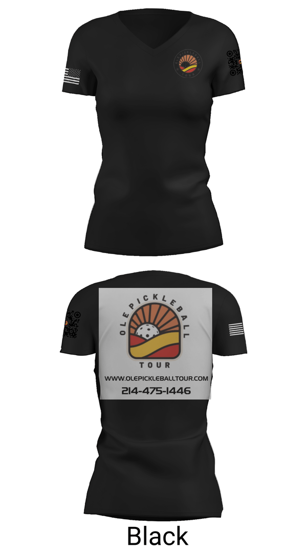 Womens Short Sleeve Vneck Shirt, Ole Pickleball Tour, , Teamtime, Team time, sublimation, custom sports apparel, team uniforms, spirit wear, spiritwear, sports uniforms, custom shirts, team store, custom team store, fundraiser sports, apparel fundraiser