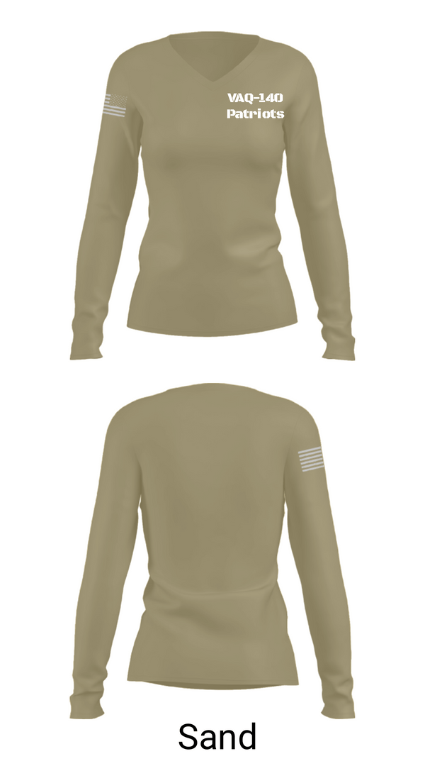 Women's Long Sleeve Vneck Shirt, VAQ-140 Patriots, Navy, Teamtime, Team time, sublimation, custom sports apparel, team uniforms, spirit wear, spiritwear, sports uniforms, custom shirts, team store, custom team store, fundraiser sports, apparel fundraiser