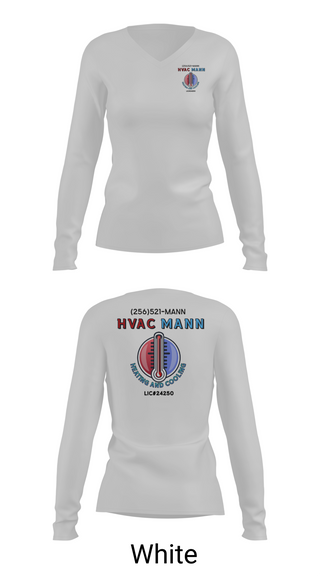 Womens Long Sleeve Vneck Shirt, Hvacmannllc, , Teamtime, Team time, sublimation, custom sports apparel, team uniforms, spirit wear, spiritwear, sports uniforms, custom shirts, team store, custom team store, fundraiser sports, apparel fundraiser