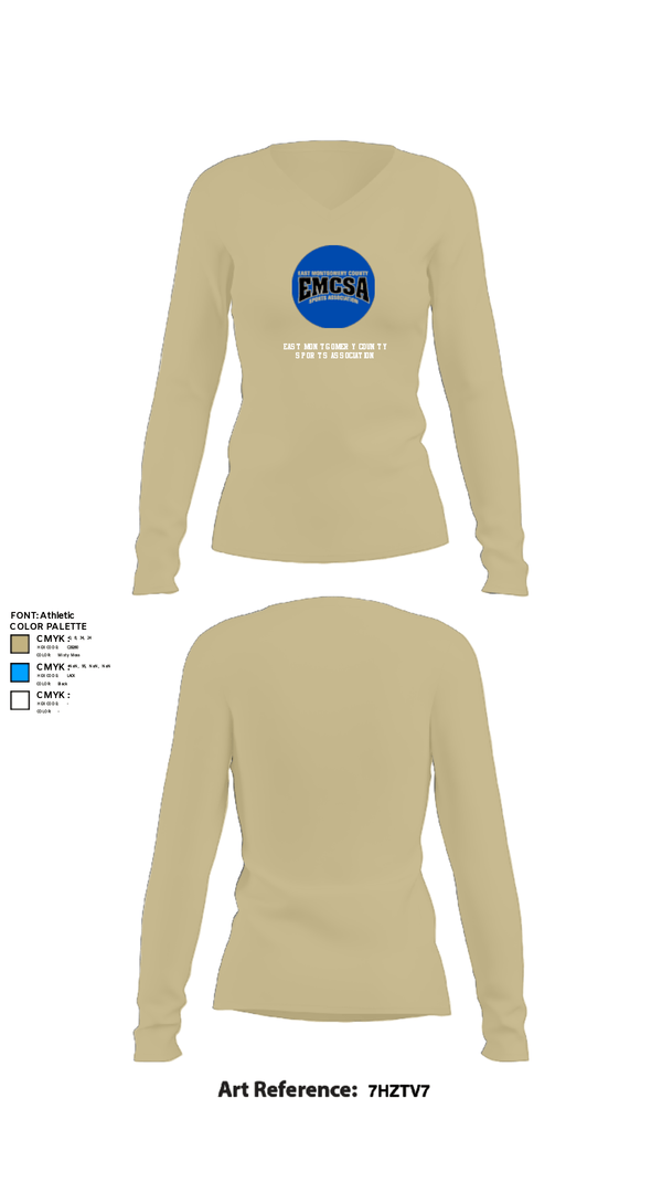 Women's Long Sleeve Vneck Shirt, East Montgomery County Sports Association, Spirit Store, Teamtime, Team time, sublimation, custom sports apparel, team uniforms, spirit wear, spiritwear, sports uniforms, custom shirts, team store, custom team store, fundraiser sports, apparel fundraiser