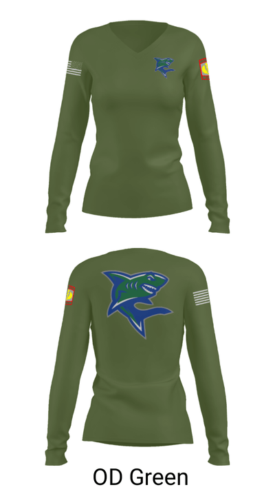 Bullshark Battalion 90693069 Women's Long Sleeve V-neck Shirt - 57