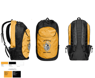 Gear Bag, Lutheran High School South Cross Country, Cross Country, Teamtime, Team time, sublimation, custom sports apparel, team uniforms, spirit wear, spiritwear, sports uniforms, custom shirts, team store, custom team store, fundraiser sports, apparel fundraiser
