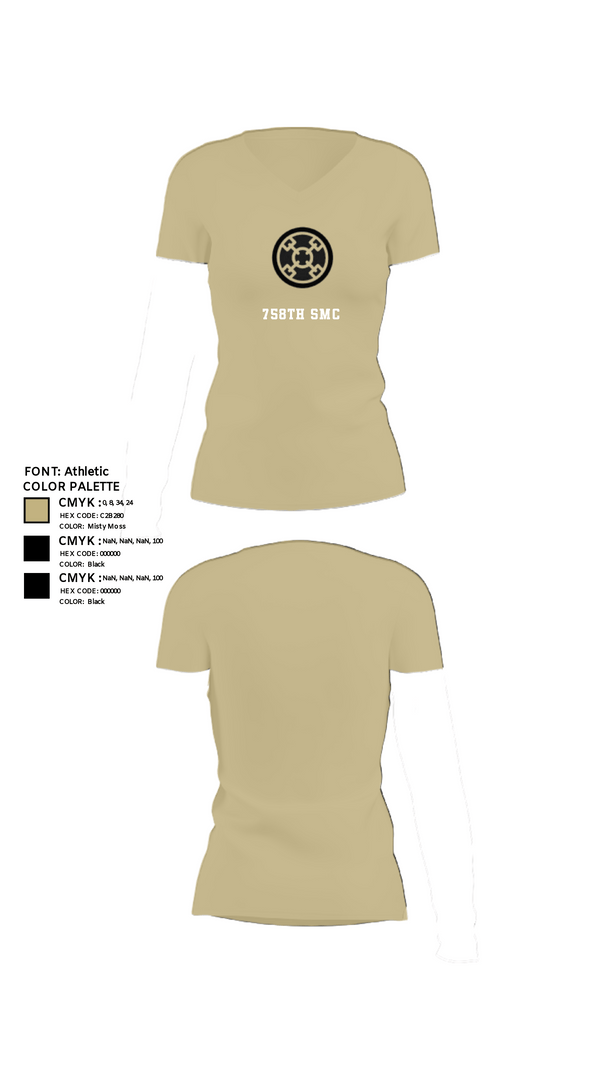Women's Short Sleeve Vneck Shirt, 758th SMC, Army, Teamtime, Team time, sublimation, custom sports apparel, team uniforms, spirit wear, spiritwear, sports uniforms, custom shirts, team store, custom team store, fundraiser sports, apparel fundraiser