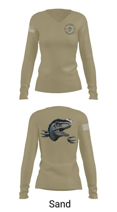Womens Long Sleeve Vneck Shirt, Seminar 3, Army, Teamtime, Team time, sublimation, custom sports apparel, team uniforms, spirit wear, spiritwear, sports uniforms, custom shirts, team store, custom team store, fundraiser sports, apparel fundraiser