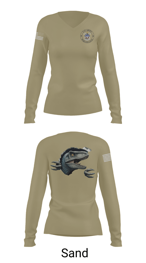 Womens Long Sleeve Vneck Shirt, Seminar 3, Army, Teamtime, Team time, sublimation, custom sports apparel, team uniforms, spirit wear, spiritwear, sports uniforms, custom shirts, team store, custom team store, fundraiser sports, apparel fundraiser