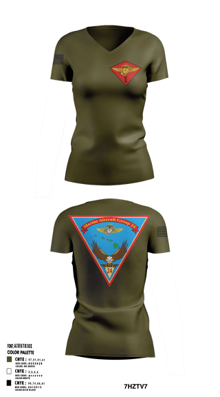 Womens Short Sleeve Vneck Shirt, Marine Air Group 24, Marines, Teamtime, Team time, sublimation, custom sports apparel, team uniforms, spirit wear, spiritwear, sports uniforms, custom shirts, team store, custom team store, fundraiser sports, apparel fundraiser