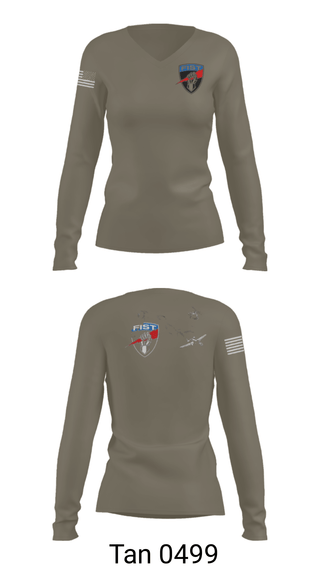 Womens Long Sleeve Vneck Shirt, 3-172 FiST, Army, Teamtime, Team time, sublimation, custom sports apparel, team uniforms, spirit wear, spiritwear, sports uniforms, custom shirts, team store, custom team store, fundraiser sports, apparel fundraiser