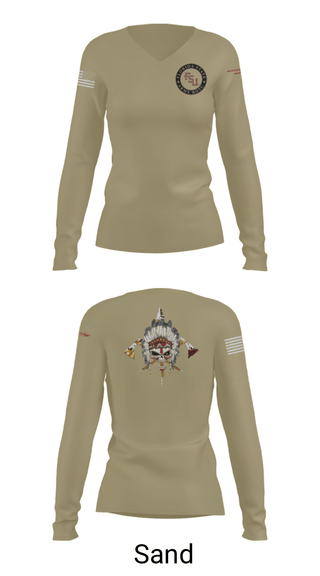Women's Long Sleeve Vneck Shirt, Seminole Battalion, Army, Teamtime, Team time, sublimation, custom sports apparel, team uniforms, spirit wear, spiritwear, sports uniforms, custom shirts, team store, custom team store, fundraiser sports, apparel fundraiser