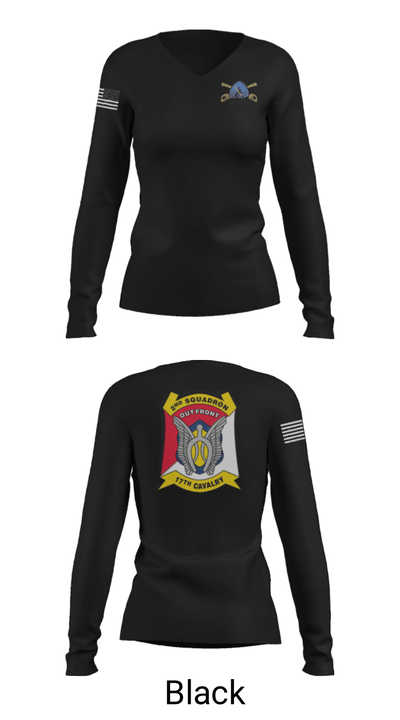 B Troop 2-17 Cav REGT 36740014 Women's Long Sleeve V-neck Shirt - 37