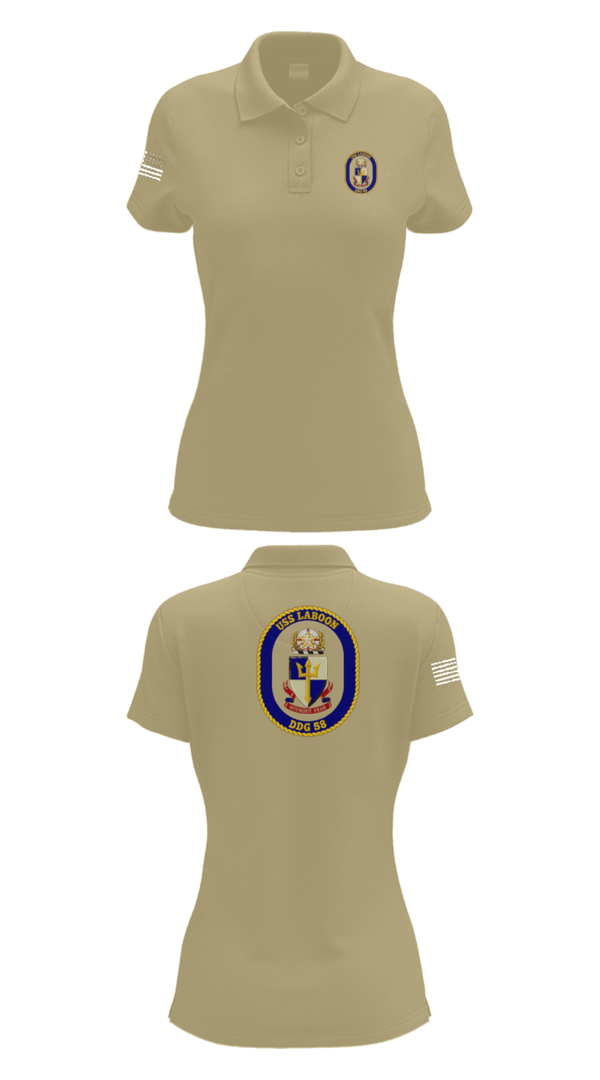 Womens Short Sleeve Performance Polo, USS LABOON - DDG 58, Navy, Teamtime, Team time, sublimation, custom sports apparel, team uniforms, spirit wear, spiritwear, sports uniforms, custom shirts, team store, custom team store, fundraiser sports, apparel fundraiser