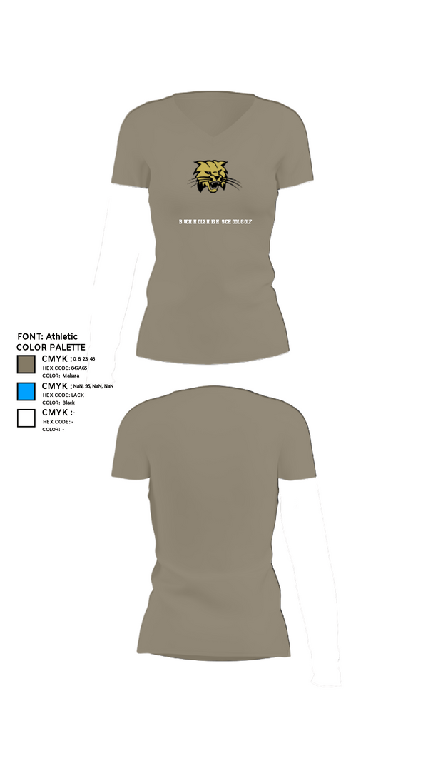 Womens Short Sleeve Vneck Shirt, Buchholz High School Golf, Golf, Teamtime, Team time, sublimation, custom sports apparel, team uniforms, spirit wear, spiritwear, sports uniforms, custom shirts, team store, custom team store, fundraiser sports, apparel fundraiser