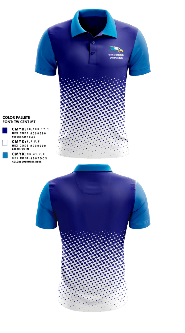 Short Sleeve Performance Polo, Wethersfield High School Swimming, Swimming, Teamtime, Team time, sublimation, custom sports apparel, team uniforms, spirit wear, spiritwear, sports uniforms, custom shirts, team store, custom team store, fundraiser sports, apparel fundraiser