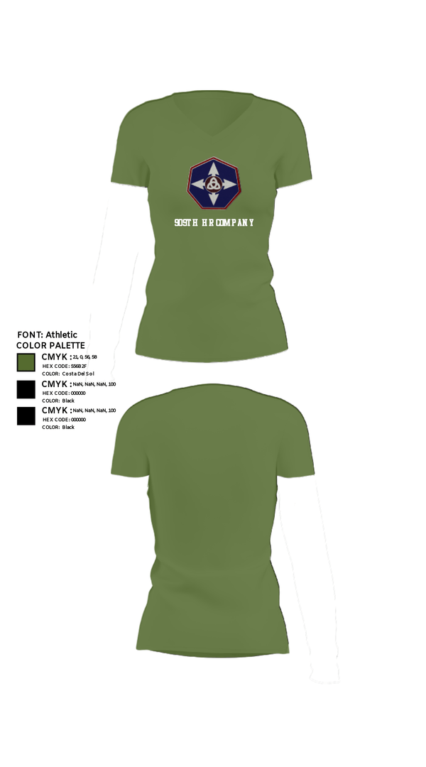 Women's Short Sleeve Vneck Shirt, 909th HR Company, Army, Teamtime, Team time, sublimation, custom sports apparel, team uniforms, spirit wear, spiritwear, sports uniforms, custom shirts, team store, custom team store, fundraiser sports, apparel fundraiser