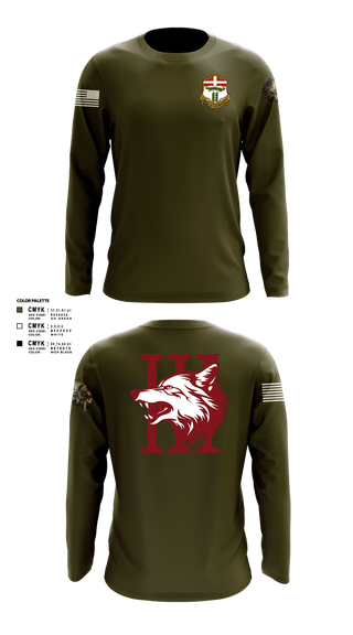 Long Sleeve Performance Shirt, Apache company, 4-6 IN, Army, Teamtime, Team time, sublimation, custom sports apparel, team uniforms, spirit wear, spiritwear, sports uniforms, custom shirts, team store, custom team store, fundraiser sports, apparel fundraiser