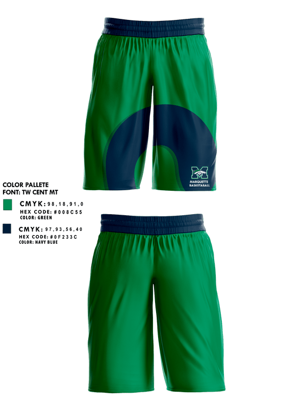 Mens Basketball Shorts, Marquette High School Basketball, Men's Basketball, Teamtime, Team time, sublimation, custom sports apparel, team uniforms, spirit wear, spiritwear, sports uniforms, custom shirts, team store, custom team store, fundraiser sports, apparel fundraiser