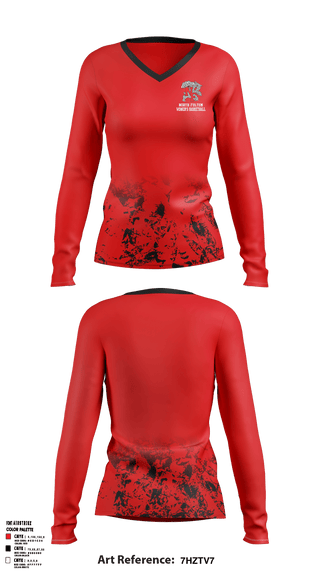 Womens Long Sleeve Vneck Shirt, Cuba Middle School Basketball, Women's Basketball, Teamtime, Team time, sublimation, custom sports apparel, team uniforms, spirit wear, spiritwear, sports uniforms, custom shirts, team store, custom team store, fundraiser sports, apparel fundraiser