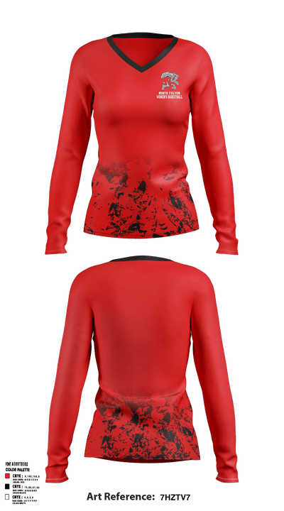 North Fulton Basketball 51759195 Women's Long Sleeve V-neck Shirt - 2