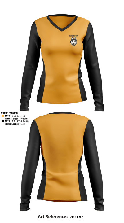Burlington High School Volleyball 18764299 Women's Long Sleeve V-neck Shirt - 1