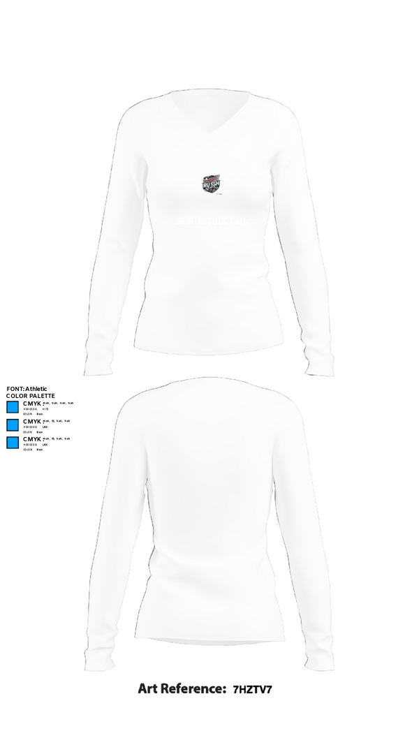 Women's Long Sleeve Vneck Shirt, Rush auto detail, , Teamtime, Team time, sublimation, custom sports apparel, team uniforms, spirit wear, spiritwear, sports uniforms, custom shirts, team store, custom team store, fundraiser sports, apparel fundraiser