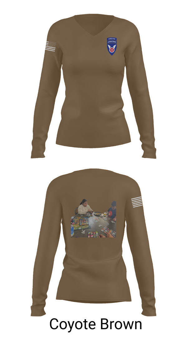 Womens Long Sleeve Vneck Shirt, 11th ABN DIV WO, , Teamtime, Team time, sublimation, custom sports apparel, team uniforms, spirit wear, spiritwear, sports uniforms, custom shirts, team store, custom team store, fundraiser sports, apparel fundraiser