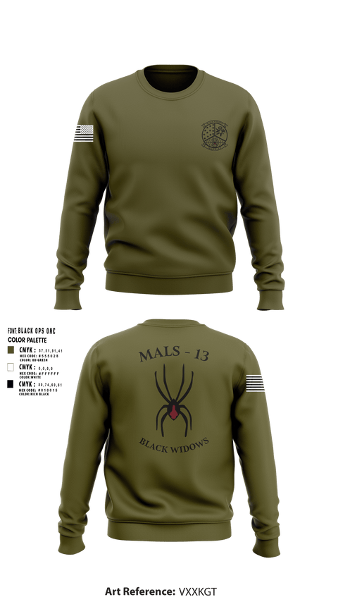 Crew Neck Sweatshirt, MALS 13, Marines, Teamtime, Team time, sublimation, custom sports apparel, team uniforms, spirit wear, spiritwear, sports uniforms, custom shirts, team store, custom team store, fundraiser sports, apparel fundraiser