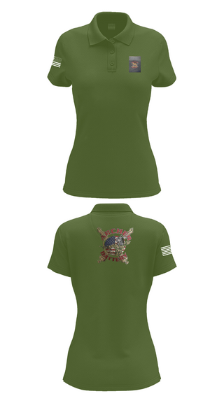Womens Short Sleeve Performance Polo, Archer Battery 2-2 FA, Army, Teamtime, Team time, sublimation, custom sports apparel, team uniforms, spirit wear, spiritwear, sports uniforms, custom shirts, team store, custom team store, fundraiser sports, apparel fundraiser