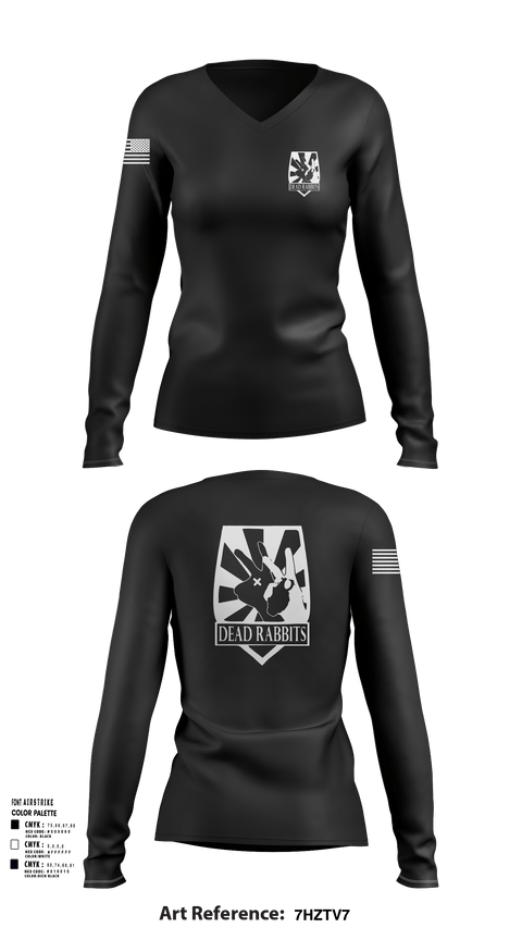 Womens Long Sleeve Vneck Shirt, Dead Rabbits, , Teamtime, Team time, sublimation, custom sports apparel, team uniforms, spirit wear, spiritwear, sports uniforms, custom shirts, team store, custom team store, fundraiser sports, apparel fundraiser