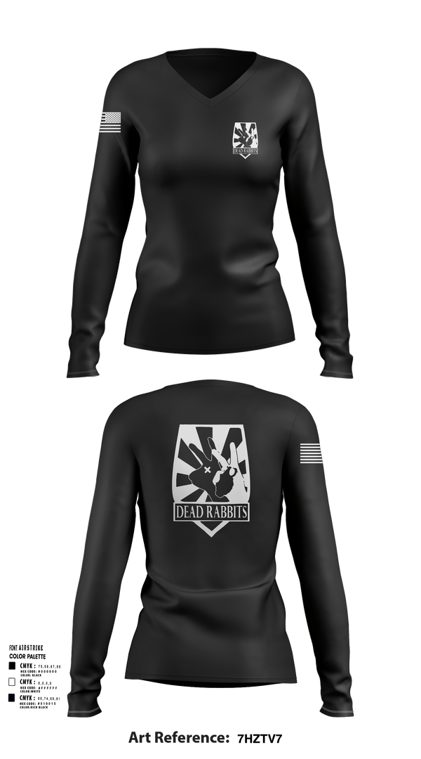 Womens Long Sleeve Vneck Shirt, Dead Rabbits, , Teamtime, Team time, sublimation, custom sports apparel, team uniforms, spirit wear, spiritwear, sports uniforms, custom shirts, team store, custom team store, fundraiser sports, apparel fundraiser