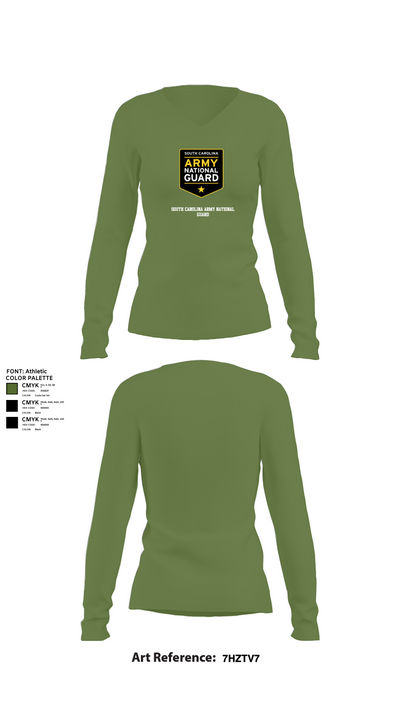 SOUTH CAROLINA ARMY NATIONAL GUARD 14160186 Women's Long Sleeve V-neck Shirt - 40