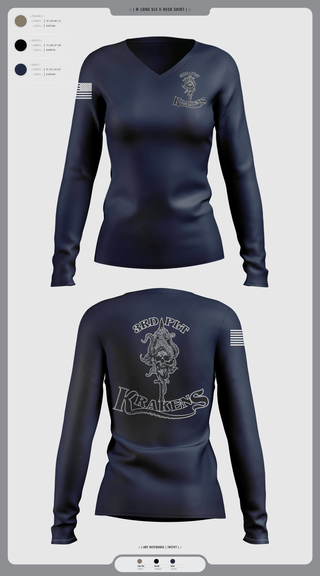 Womens Long Sleeve Vneck Shirt, 3RD PLT95TH CBRN3rd plt, Army, Teamtime, Team time, sublimation, custom sports apparel, team uniforms, spirit wear, spiritwear, sports uniforms, custom shirts, team store, custom team store, fundraiser sports, apparel fundraiser