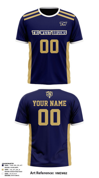 Old School Cotton Feel Shirt, TRI-WEST BRUINS, Football, Teamtime, Team time, sublimation, custom sports apparel, team uniforms, spirit wear, spiritwear, sports uniforms, custom shirts, team store, custom team store, fundraiser sports, apparel fundraiser