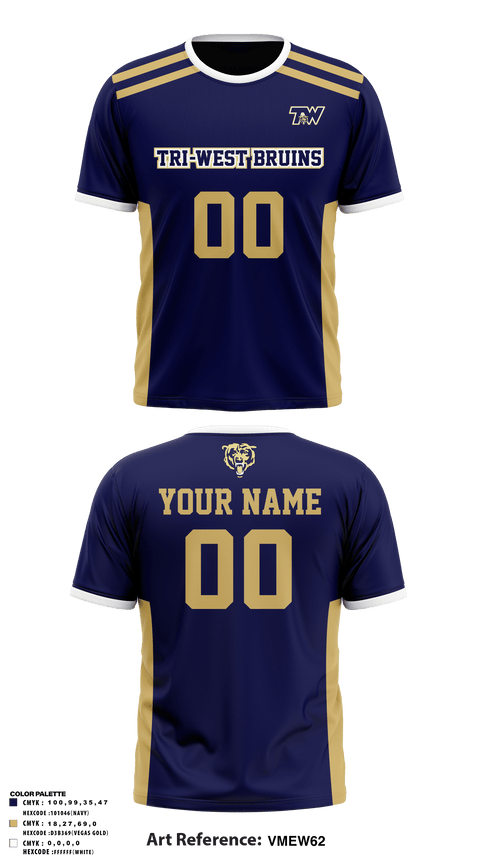 Old School Cotton Feel Shirt, TRI-WEST BRUINS, Football, Teamtime, Team time, sublimation, custom sports apparel, team uniforms, spirit wear, spiritwear, sports uniforms, custom shirts, team store, custom team store, fundraiser sports, apparel fundraiser