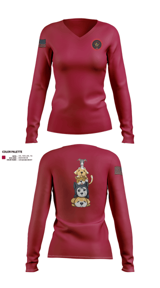 Womens Long Sleeve Vneck Shirt, Cranberry Country K9s, , Teamtime, Team time, sublimation, custom sports apparel, team uniforms, spirit wear, spiritwear, sports uniforms, custom shirts, team store, custom team store, fundraiser sports, apparel fundraiser