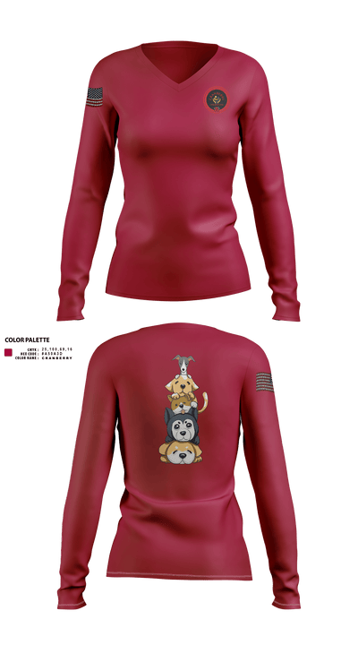 Cranberry Country K9s 10708887 Women's Long Sleeve V-neck Shirt - 1