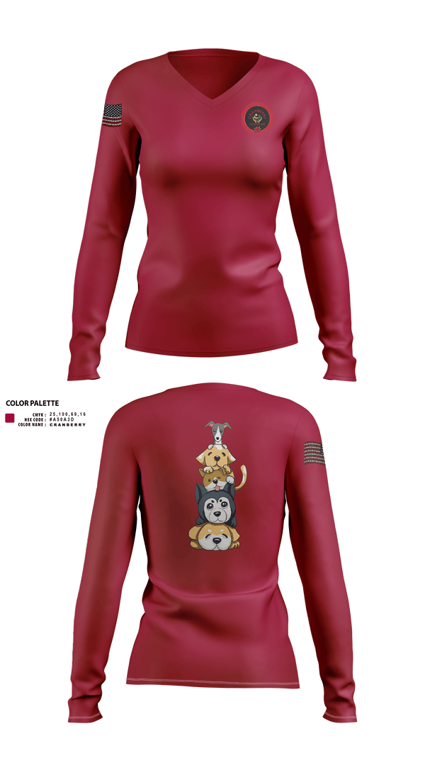 Womens Long Sleeve Vneck Shirt, Cranberry Country K9s, , Teamtime, Team time, sublimation, custom sports apparel, team uniforms, spirit wear, spiritwear, sports uniforms, custom shirts, team store, custom team store, fundraiser sports, apparel fundraiser